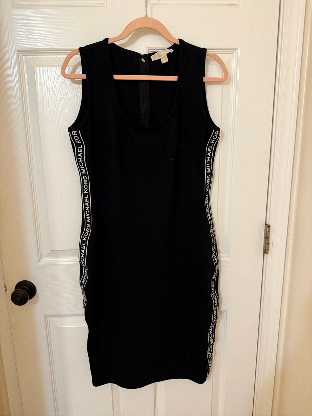 MICHAEL Michael Kors Black Logo-Trim Sleeveless Bodycon Dress